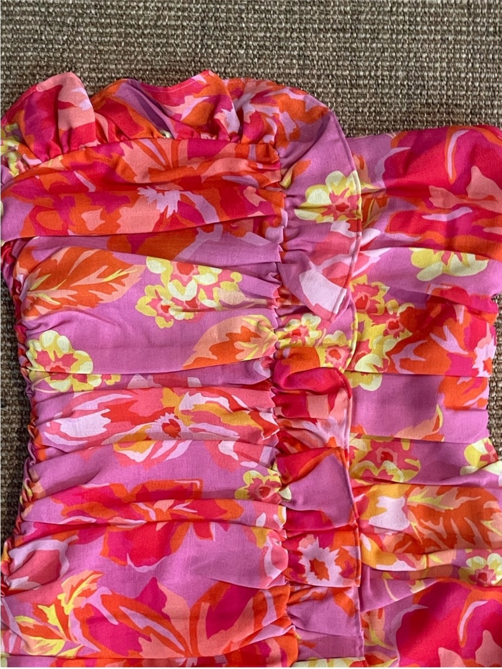 NWT Seven Wonders Kanyo Pink Floral Ruched Mini Dress XS Hello Molly - Picture 10 of 13